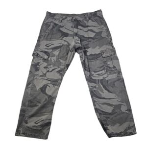 Wrangler Camo Fleece Lined Cargo Pants  Mens 34x29 Grey Blue Black Relaxed Fit